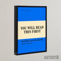 "Artery8 You Will Read This First Blue Simple Modern Black Framed Canvas Art - Size: W12"" x H16""" - thumbnail 2