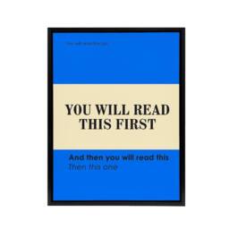 "Artery8 You Will Read This First Blue Simple Modern Black Framed Canvas Art - Size: W12"" x H16""" - thumbnail 1