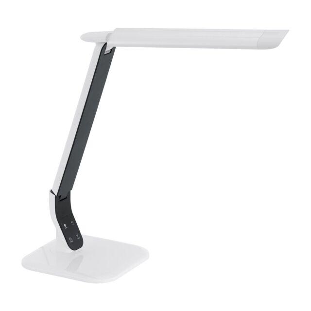 Loops Table Desk Lamp White Steel Black Plastic Touch On/Off Bulb LED 6W Included - image 1
