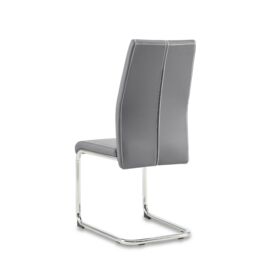 SONARA Modern Faux Leather Dining Chairs Set with Chrome Metal Legs in Grey - Size: 4 Pack - thumbnail 9