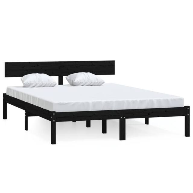 Berkfield Home Bed Frame without Mattress Black Solid Wood 140x190 cm - image 1