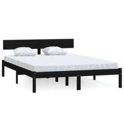 Berkfield Home Bed Frame without Mattress Black Solid Wood 140x190 cm - thumbnail 1