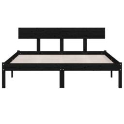 Berkfield Home Bed Frame without Mattress Black Solid Wood 140x190 cm - thumbnail 4