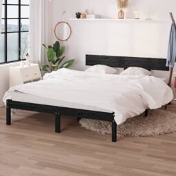 Berkfield Home Bed Frame without Mattress Black Solid Wood 140x190 cm - thumbnail 2