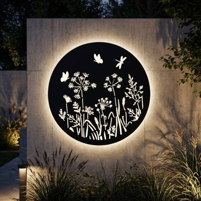 Garden Greatness Solar Light Butterfly Dandelion Wall Art Decor in White - image 1