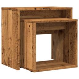 Berkfield Home Nesting Coffee Tables 2 pcs Old Wood Engineered Wood in Brown - thumbnail 7