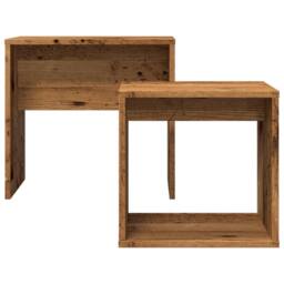 Berkfield Home Nesting Coffee Tables 2 pcs Old Wood Engineered Wood in Brown - thumbnail 4