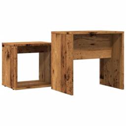 Berkfield Home Nesting Coffee Tables 2 pcs Old Wood Engineered Wood in Brown - thumbnail 6