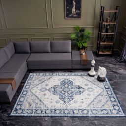 THE RUGS Montana Medallion Navy & Cream Living Room Area Rug 4010 - Size: 200 cm x 290 cm - thumbnail 6