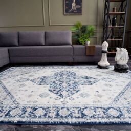 THE RUGS Montana Medallion Navy & Cream Living Room Area Rug 4010 - Size: 200 cm x 290 cm - thumbnail 7