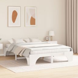 Berkfield Home Bed Frame White Wood 140 x 200 cm Minimalistic - thumbnail 5