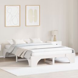 Berkfield Home Bed Frame White Wood 140 x 200 cm Minimalistic - thumbnail 1
