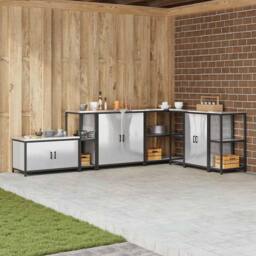Berkfield Home Kitchen Storage Shelf with Storage Silver Stainless steel - thumbnail 2