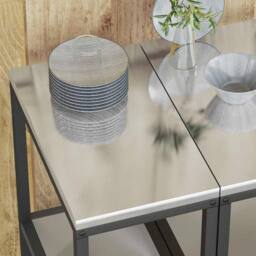 Berkfield Home Kitchen Storage Shelf with Storage Silver Stainless steel - thumbnail 5