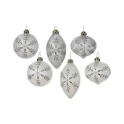 Garden Greatness Set Of 6 Frosted Glass Gem Baubles in Silver - Size: 1 Pack - thumbnail 1