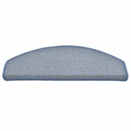 Berkfield Home Carpet Stair Treads 15 pcs Light Grey & Blue 65x24x4 cm - Size: Medium - thumbnail 4