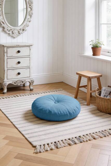 Detachable Round Floor Cushion in Bohemian Style in Blue - image 1