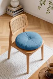 Detachable Round Floor Cushion in Bohemian Style in Blue - thumbnail 4