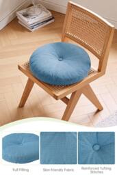 Detachable Round Floor Cushion in Bohemian Style in Blue - thumbnail 2