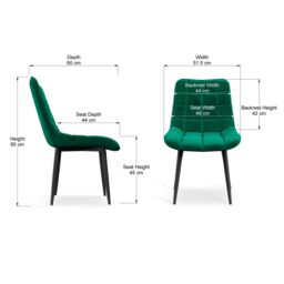 More4Homes Set of 8 Nova Modern Velvet Dining Chair Padded Seat Metal Legs in Green - thumbnail 7