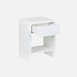 sweeek Pair Of 1-drawer Bedside Tables With A Grooved Wooden Effect in White - thumbnail 2