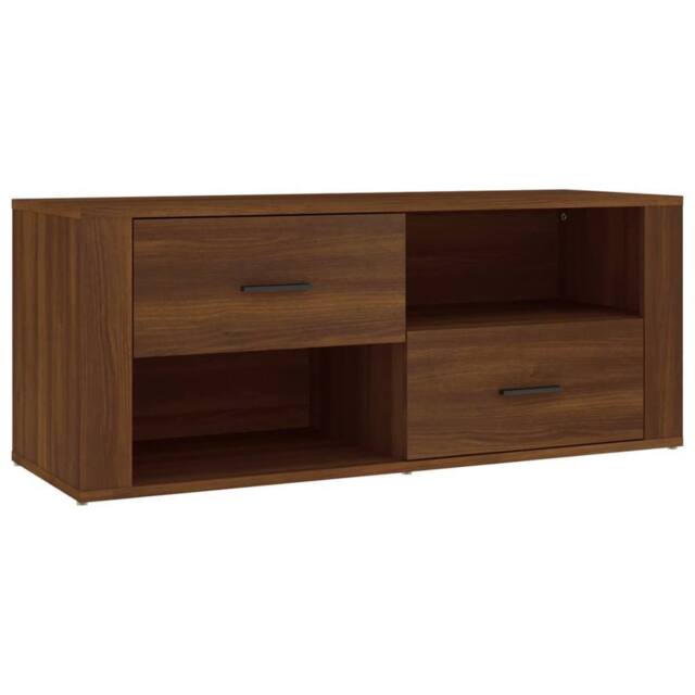 Berkfield Home TV Cabinet Brown Oak 100x35x40 cm Engineered Wood - Size: 100 x 35 x 40 cm - image 1