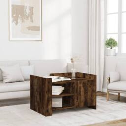 Berkfield Home Durable Coffee Table Smoked Oak 80x50x50 cm Engineered Wood in Brown - Size: 80 x 50 x 50 cm - thumbnail 2