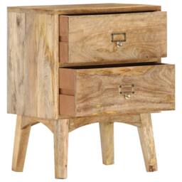 Berkfield Home Bedside Cabinet 40x35x55 cm Solid Mango Wood in Brown - Size: 40 x 35 x 55 cm - thumbnail 3