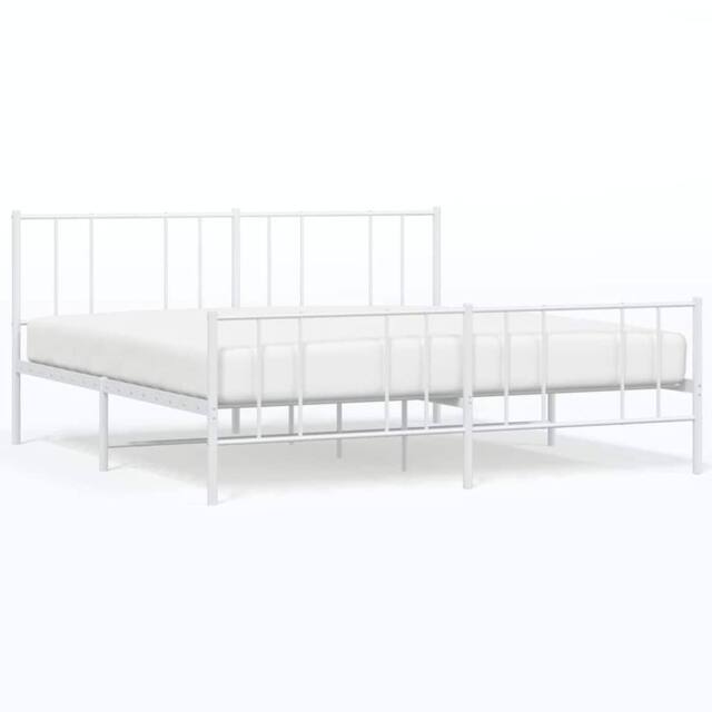 Berkfield Home Metal Bed Frame with Headboard & Footboard White 183x213 cm - image 1