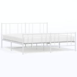 Berkfield Home Metal Bed Frame with Headboard & Footboard White 183x213 cm - thumbnail 1