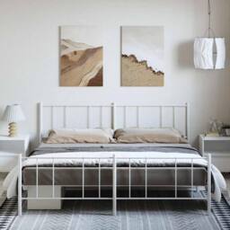 Berkfield Home Metal Bed Frame with Headboard & Footboard White 183x213 cm - thumbnail 3