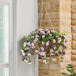 mysmartbuy Artificial Petunia Flower Regal Hanging Basket with Metal Chain - thumbnail 1