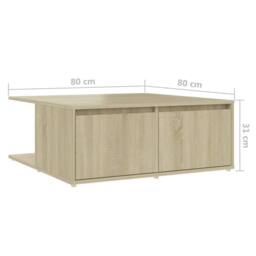 Berkfield Home Coffee Table Sonoma Oak 80x80x31 cm Engineered Wood in Light Tan - Size: 80 x 80 x 31 cm - thumbnail 7