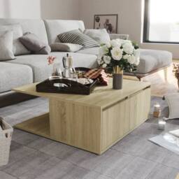 Berkfield Home Coffee Table Sonoma Oak 80x80x31 cm Engineered Wood in Light Tan - Size: 80 x 80 x 31 cm - thumbnail 2