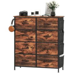 FURNOS Industrial 8 Fabric Drawer Chest Storage Unit Rustic in Brown - thumbnail 7