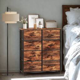 FURNOS Industrial 8 Fabric Drawer Chest Storage Unit Rustic in Brown - thumbnail 5