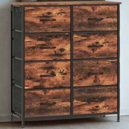 FURNOS Industrial 8 Fabric Drawer Chest Storage Unit Rustic in Brown - thumbnail 1