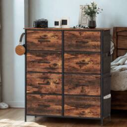 FURNOS Industrial 8 Fabric Drawer Chest Storage Unit Rustic in Brown - thumbnail 3