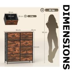 FURNOS Industrial 8 Fabric Drawer Chest Storage Unit Rustic in Brown - thumbnail 8