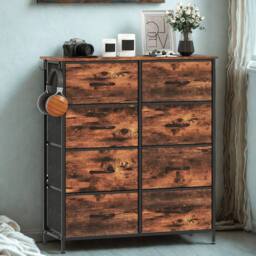 FURNOS Industrial 8 Fabric Drawer Chest Storage Unit Rustic in Brown - thumbnail 6