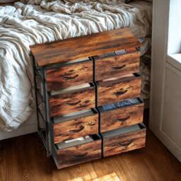 FURNOS Industrial 8 Fabric Drawer Chest Storage Unit Rustic in Brown - thumbnail 4