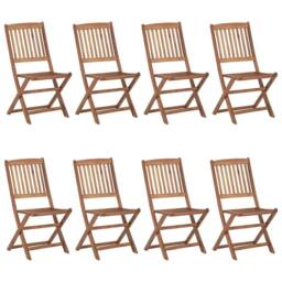 Berkfield Home Folding Outdoor Chairs 8 pcs Solid Acacia Wood in Brown - thumbnail 2
