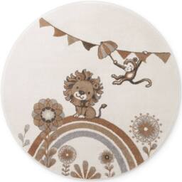 THE RUGS Villeroy & Boch Roar Lion Boho Kids Rug & Runner Soft Kids Rug in Cream - Size: 160 cm diameter - thumbnail 1