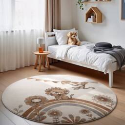 THE RUGS Villeroy & Boch Roar Lion Boho Kids Rug & Runner Soft Kids Rug in Cream - Size: 160 cm diameter - thumbnail 8