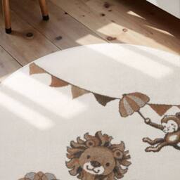 THE RUGS Villeroy & Boch Roar Lion Boho Kids Rug & Runner Soft Kids Rug in Cream - Size: 160 cm diameter - thumbnail 7