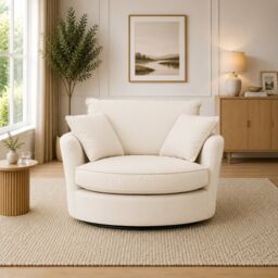 Artemis Home Fairburn Swivel Based Cuddle Chair in Cream - thumbnail 3