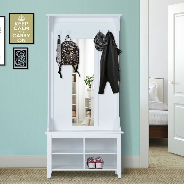 Hallway Furniture Set Shoe Bench Storage Mirror Cabinet