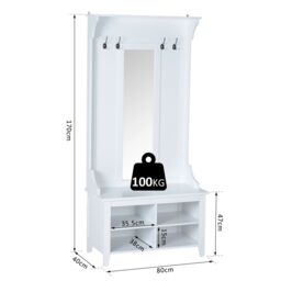 Hallway Furniture Set Shoe Bench Storage Mirror Cabinet - thumbnail 4