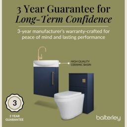 Balterley Cloakroom Suite Right Hand Vanity WC Toilet Tap Set 440mm - Blue Brass in Grey - thumbnail 6