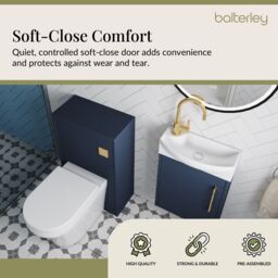 Balterley Cloakroom Suite Right Hand Vanity WC Toilet Tap Set 440mm - Blue Brass in Grey - thumbnail 4